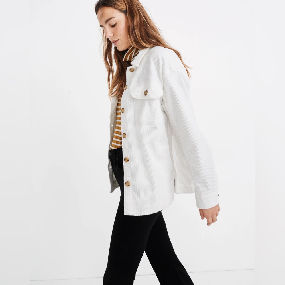 Madewell Women’s White Corduroy Shirt-Jacket Shacket size Small - Picture 3 of 9